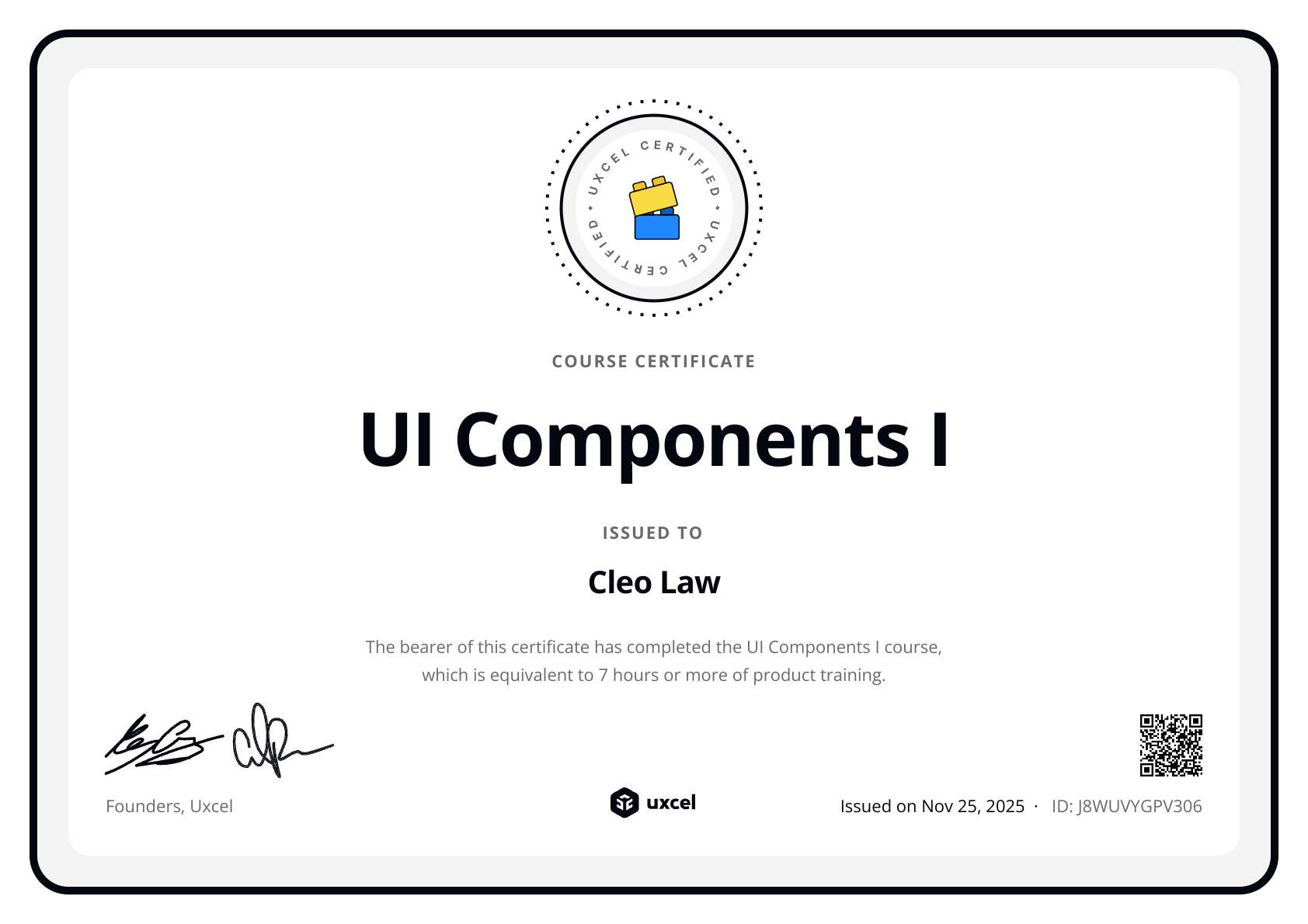 Cleo Law's certificate